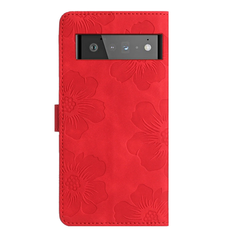 For Google Pixel 6 Pro Flower Embossing Pattern Leather Phone Case