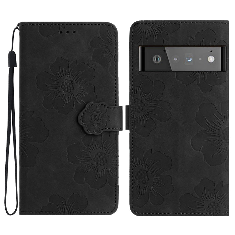 For Google Pixel 6 Pro Flower Embossing Pattern Leather Phone Case
