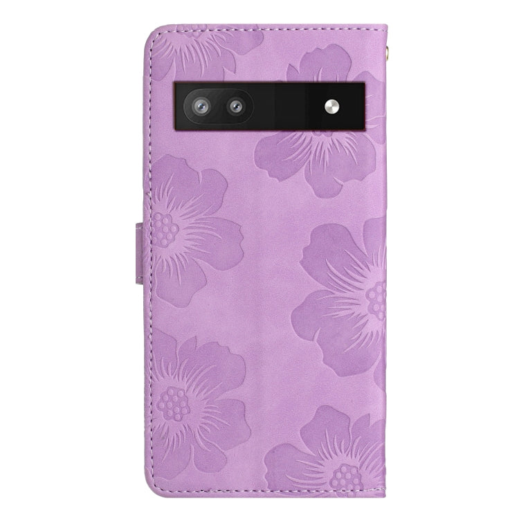 For Google Pixel 6a Flower Embossing Pattern Leather Phone Case