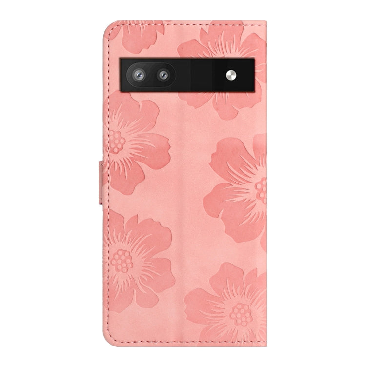 For Google Pixel 6a Flower Embossing Pattern Leather Phone Case