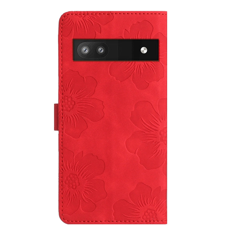 For Google Pixel 6a Flower Embossing Pattern Leather Phone Case