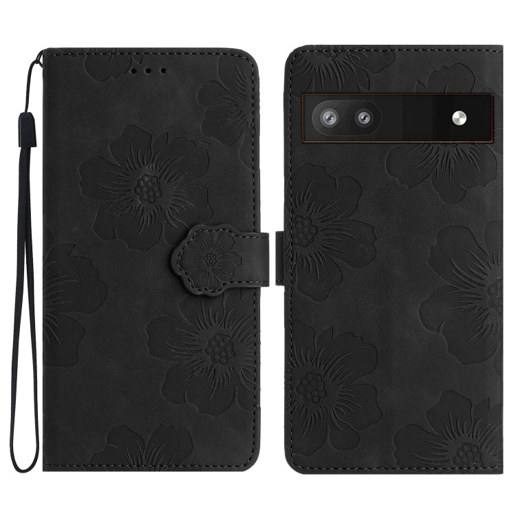 For Google Pixel 6a Flower Embossing Pattern Leather Phone Case