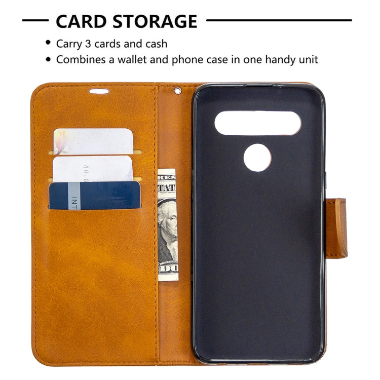 For LG K61 Retro Lambskin Texture Pure Color Horizontal Flip PU Leather Case with Holder & Card Slots & Wallet & Lanyard