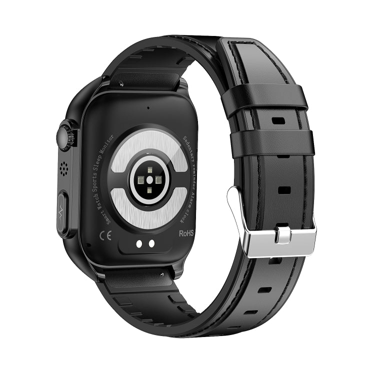 TK12 1.96 inch IP67 Waterproof Leather Band Smart Watch Supports ECG / Remote Families Care / Bluetooth Call / Body Temperature Monitoring