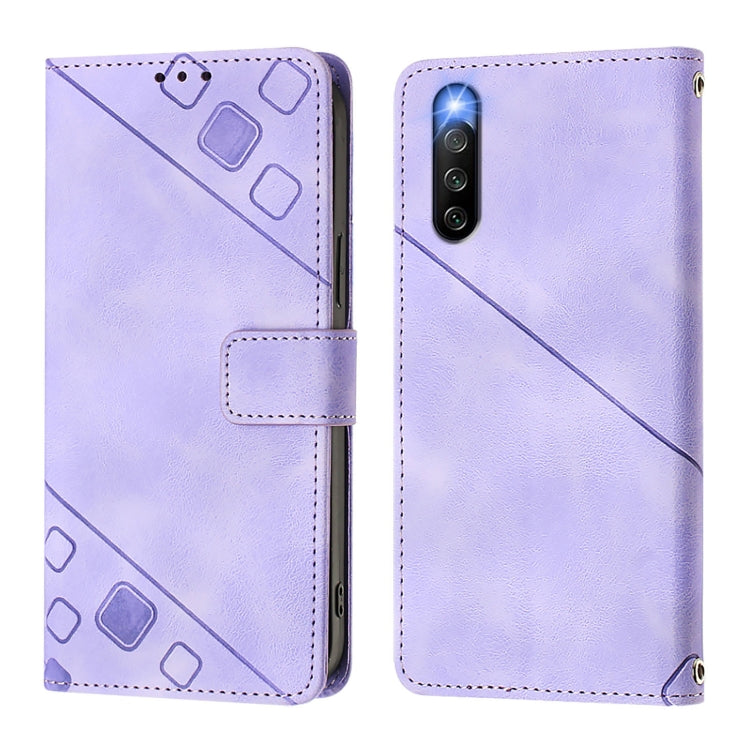 For Sony Xperia 10 IV Skin-feel Embossed Leather Phone Case