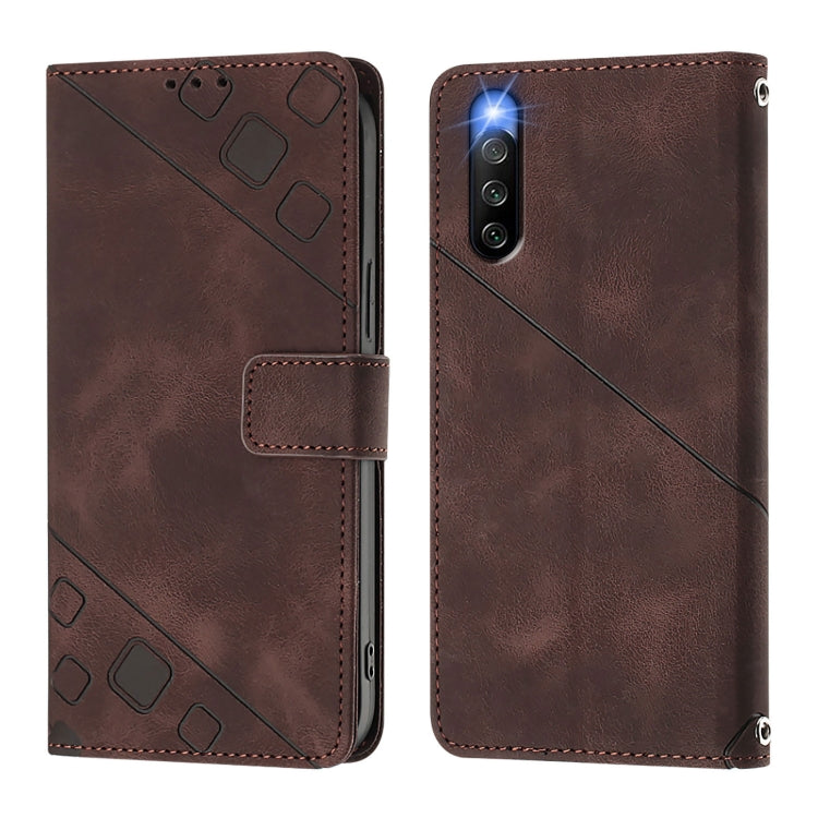 For Sony Xperia 10 IV Skin-feel Embossed Leather Phone Case