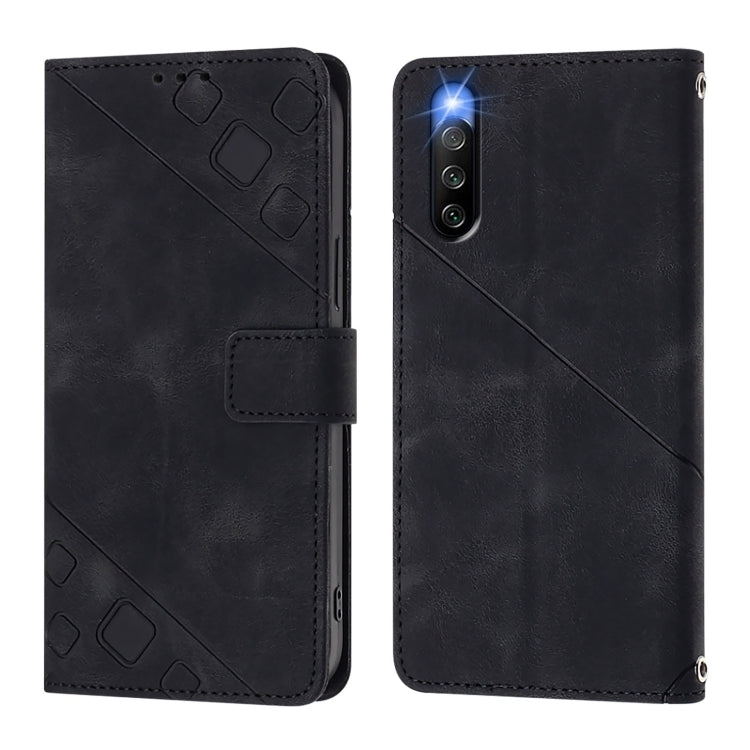 For Sony Xperia 10 IV Skin-feel Embossed Leather Phone Case