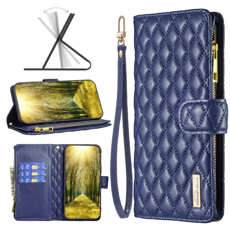 For Xiaomi Redmi Note 12S 4G / Note 11 Diamond Lattice Zipper Wallet Leather Flip Phone Case