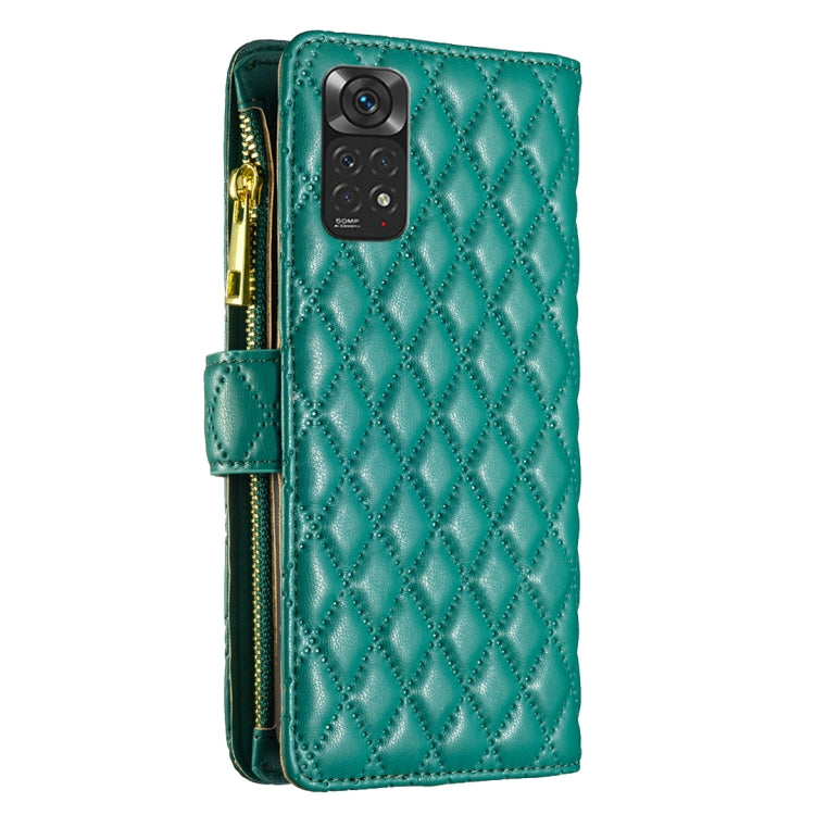 For Xiaomi Redmi Note 12S 4G / Note 11 Diamond Lattice Zipper Wallet Leather Flip Phone Case
