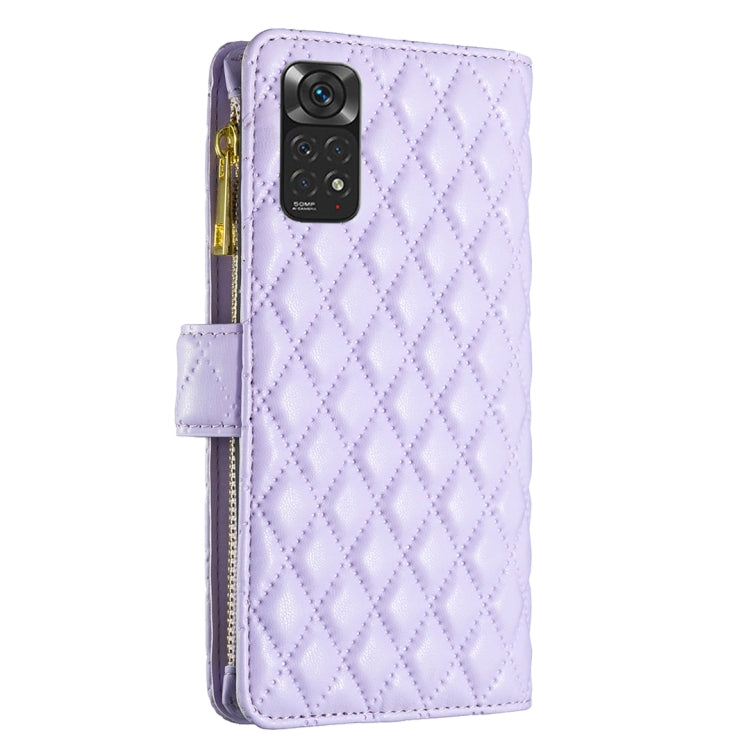 For Xiaomi Redmi Note 12S 4G / Note 11 Diamond Lattice Zipper Wallet Leather Flip Phone Case
