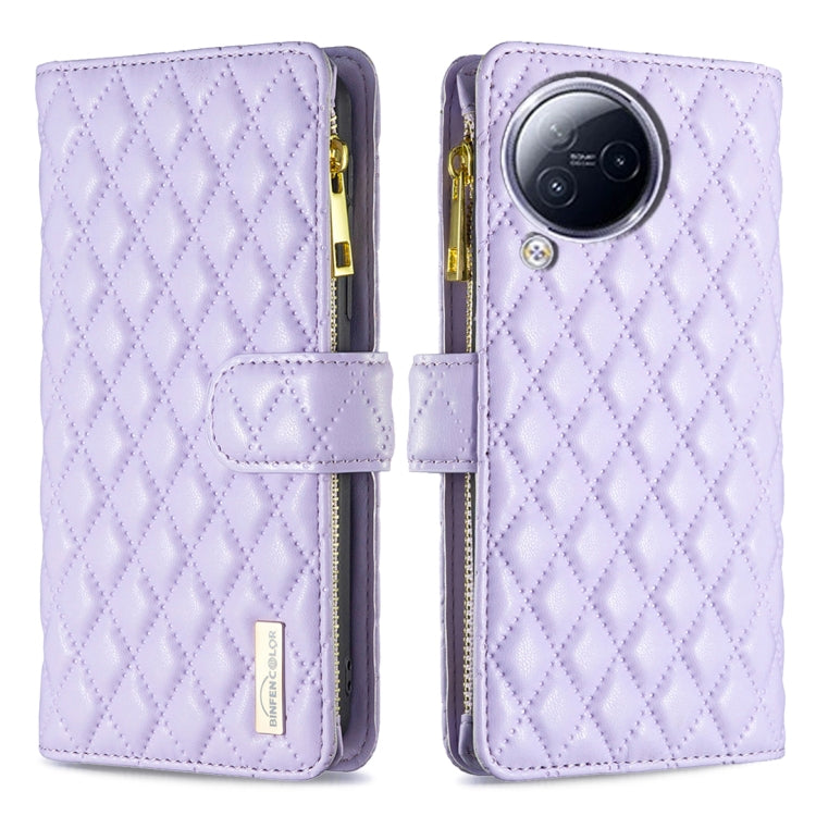 For Xiaomi Civi 3 5G Diamond Lattice Zipper Wallet Leather Flip Phone Case