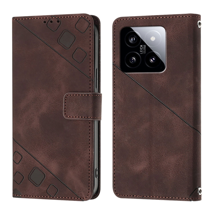 For Xiaomi 14 Skin Feel Embossed Leather Phone Case