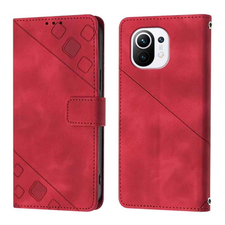 For Xiaomi Mi 11 Skin Feel Embossed Leather Phone Case
