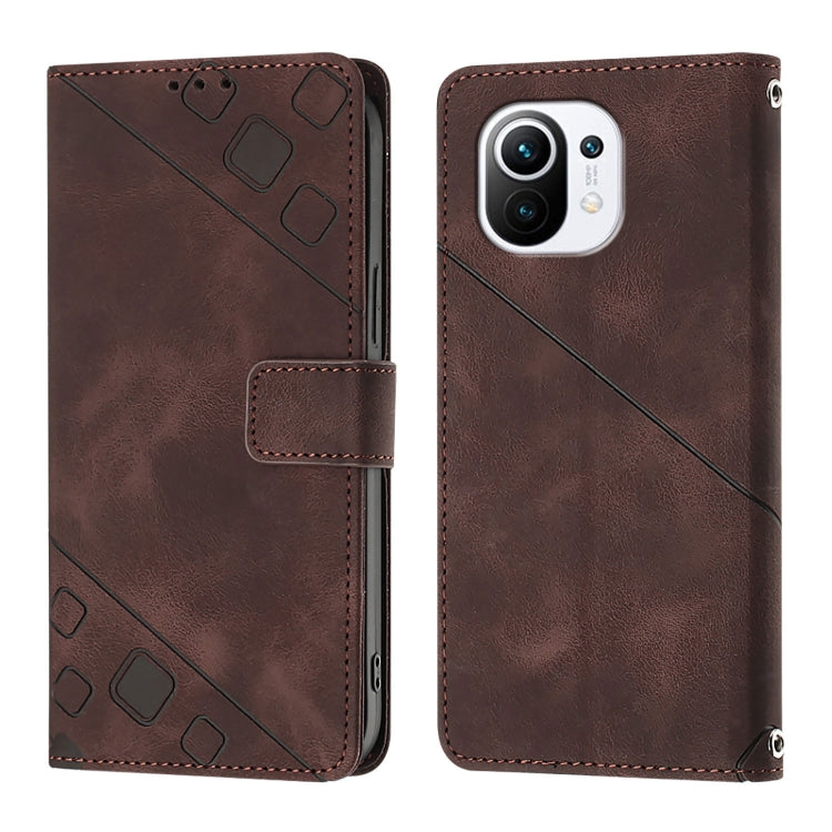 For Xiaomi Mi 11 Skin Feel Embossed Leather Phone Case