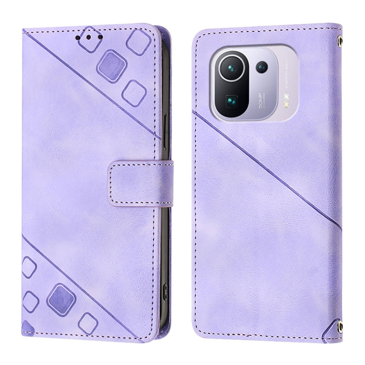For Xiaomi Mi 11 Pro Skin Feel Embossed Leather Phone Case