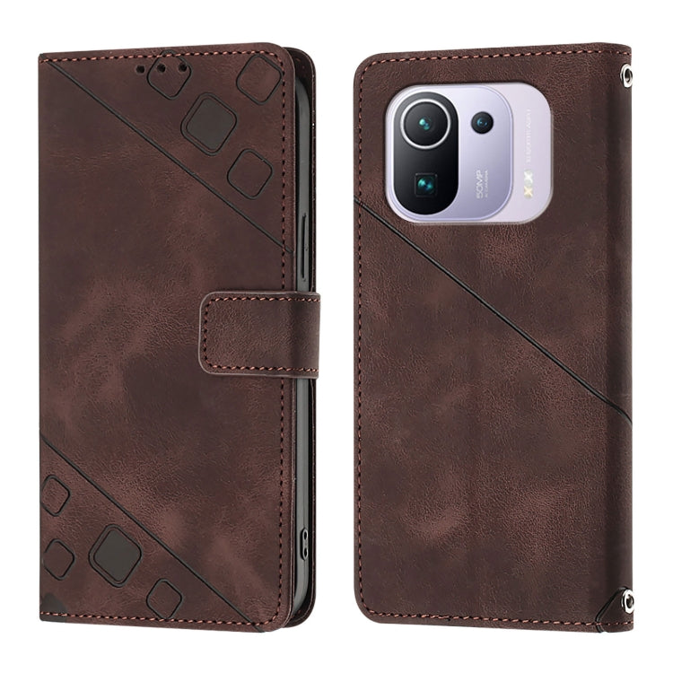 For Xiaomi Mi 11 Pro Skin Feel Embossed Leather Phone Case