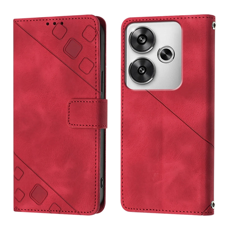 For Xiaomi Poco F6 Skin Feel Embossed Leather Phone Case