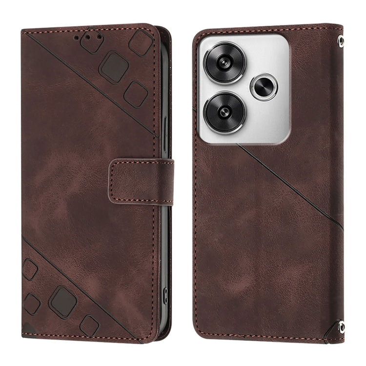 For Xiaomi Poco F6 Skin Feel Embossed Leather Phone Case