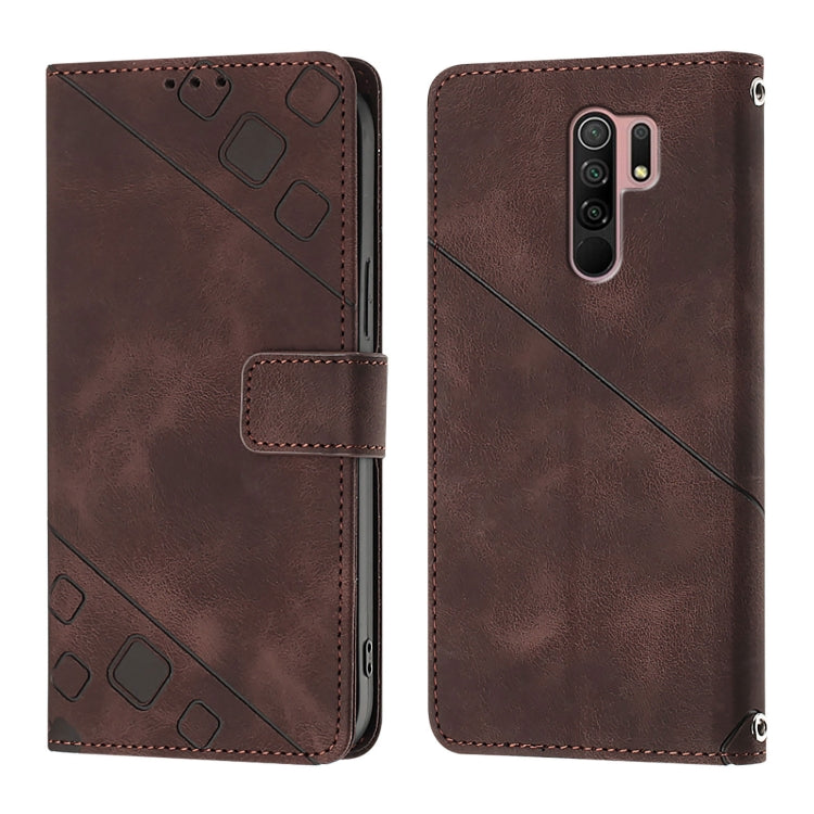 For Xiaomi Poco M2 Global / Redmi 9 Skin Feel Embossed Leather Phone Case