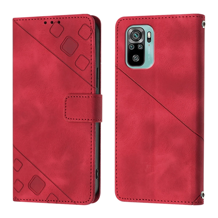 For Xiaomi Poco M5s / Redmi Note 11 SE India Skin Feel Embossed Leather Phone Case