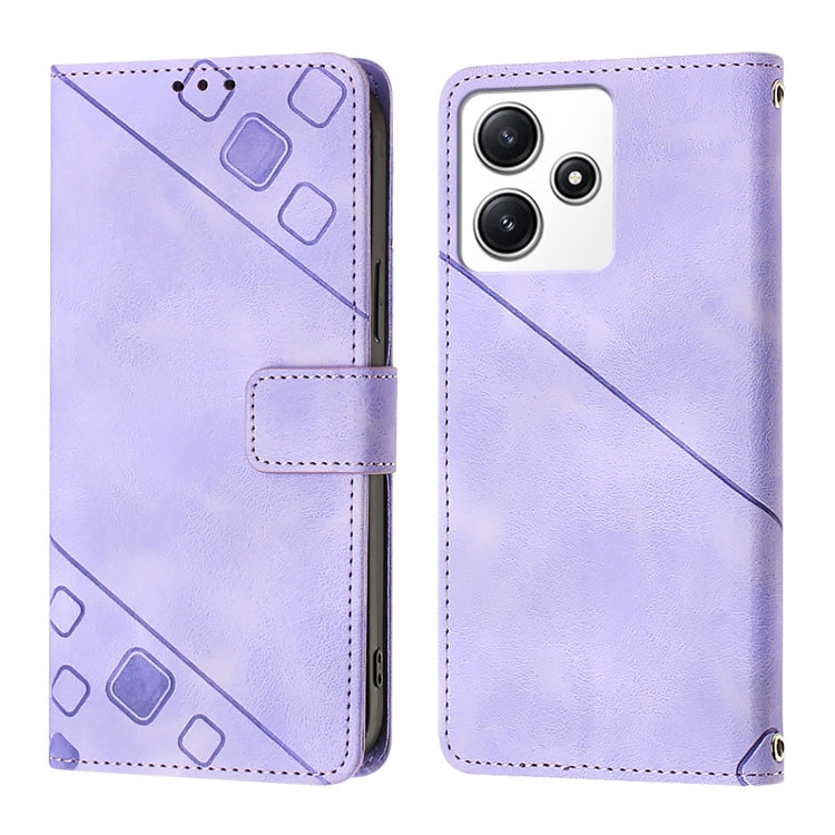 For Xiaomi Poco M6 Pro 5G / Redmi 12 4G / 5G Skin Feel Embossed Leather Phone Case