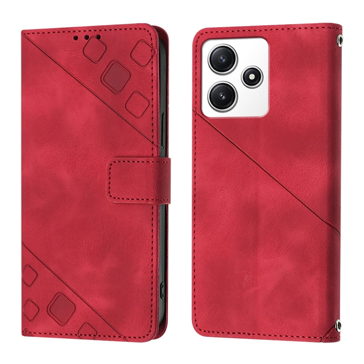 For Xiaomi Poco M6 Pro 5G / Redmi 12 4G / 5G Skin Feel Embossed Leather Phone Case