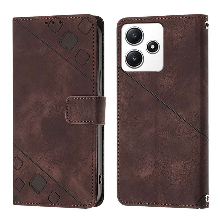 For Xiaomi Poco M6 Pro 5G / Redmi 12 4G / 5G Skin Feel Embossed Leather Phone Case