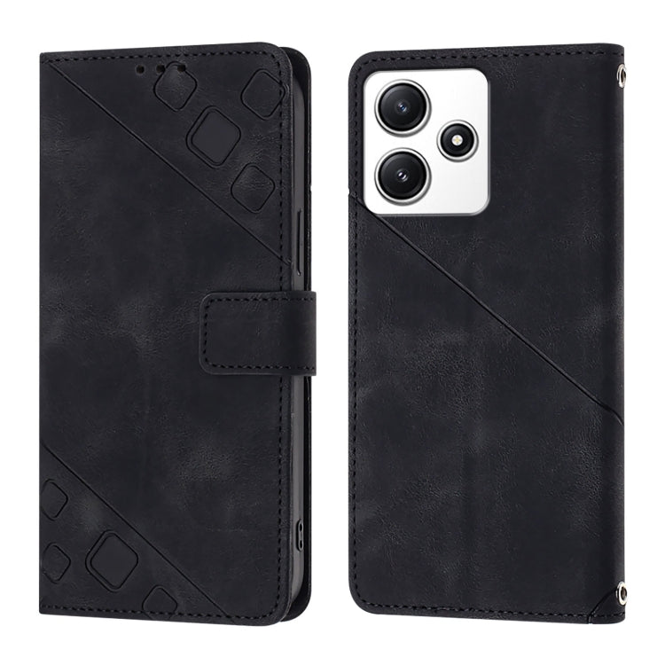For Xiaomi Poco M6 Pro 5G / Redmi 12 4G / 5G Skin Feel Embossed Leather Phone Case