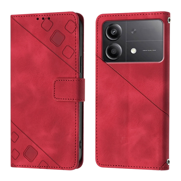 For Xiaomi Poco X6 Neo 5G Global Skin Feel Embossed Leather Phone Case