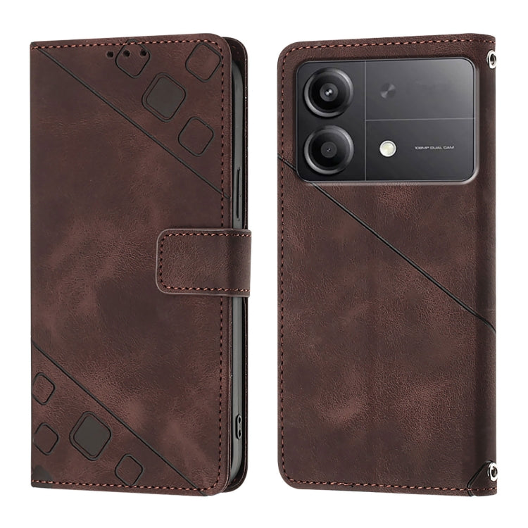 For Xiaomi Poco X6 Neo 5G Global Skin Feel Embossed Leather Phone Case
