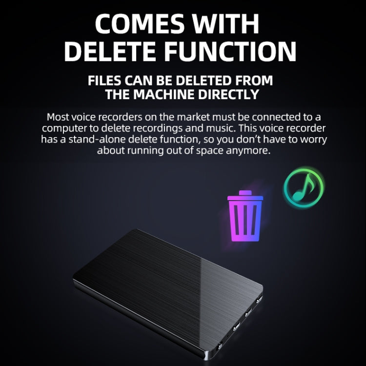 JNN M2 Ultra-thin HD Noise Reduction Intelligent Control Voice Voice Recorder, Capacity:8GB(Black)