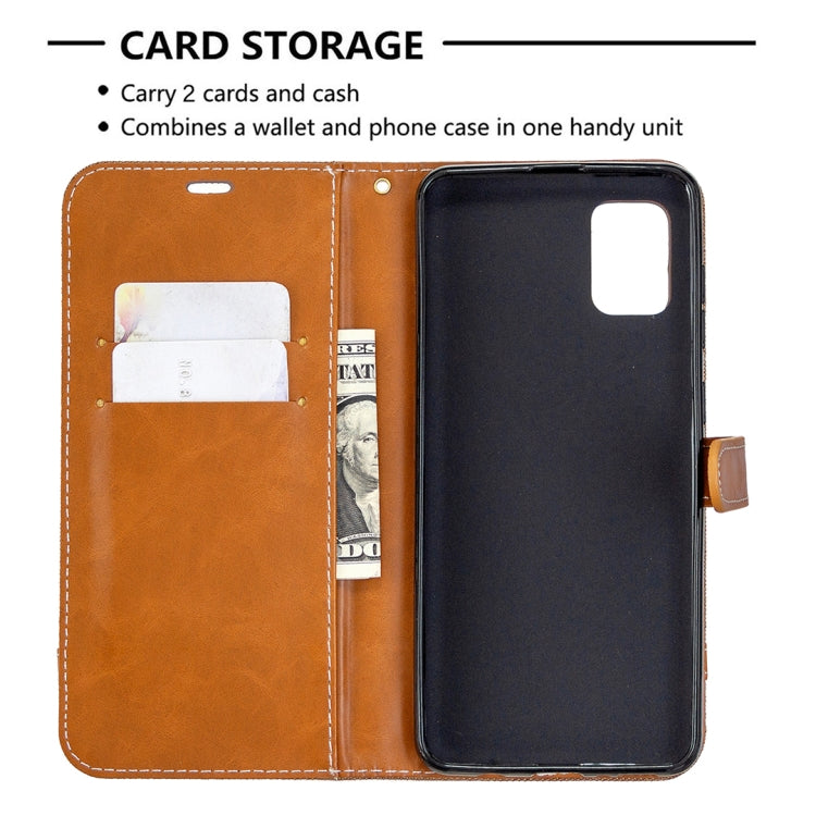 For Samsung Galaxy A31 Denim Texture Horizontal Flip Leather Case with Holder & Card Slots & Wallet & Lanyard