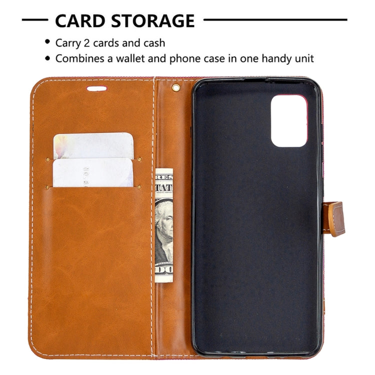 For Samsung Galaxy A31 Denim Texture Horizontal Flip Leather Case with Holder & Card Slots & Wallet & Lanyard