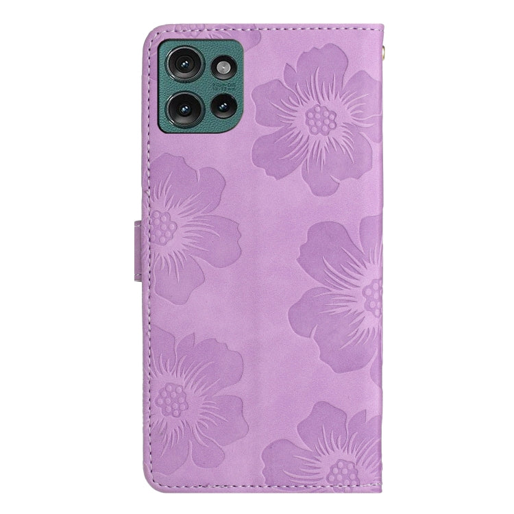 For Motorola Edge 50 5G Flower Embossing Pattern Leather Phone Case