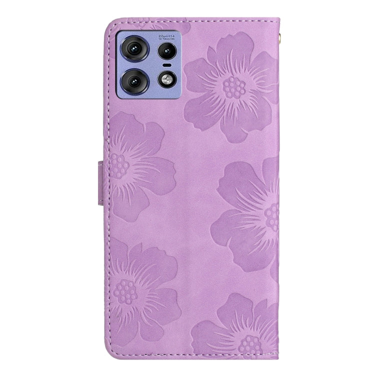 For Motorola Edge 50 Pro Flower Embossing Pattern Leather Phone Case