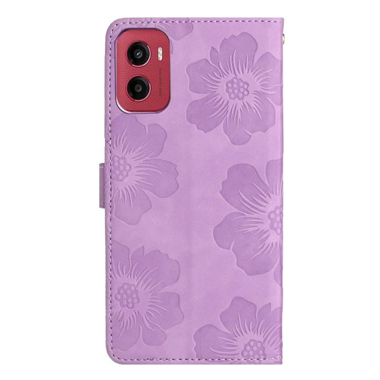 For Motorola Moto G05 Flower Embossing Pattern Leather Phone Case