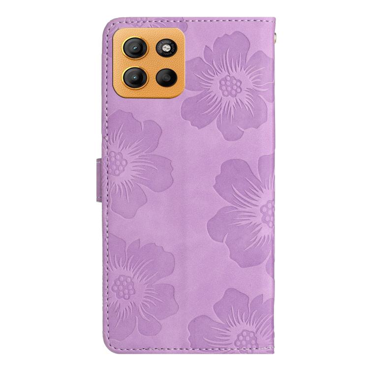 For Motorola Moto G15 Flower Embossing Pattern Leather Phone Case