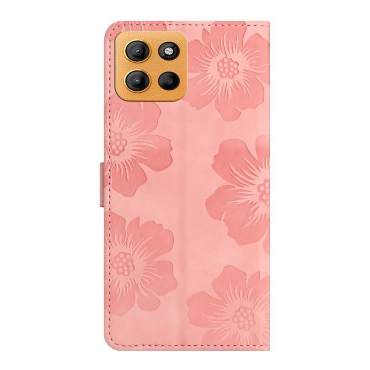 For Motorola Moto G15 Flower Embossing Pattern Leather Phone Case