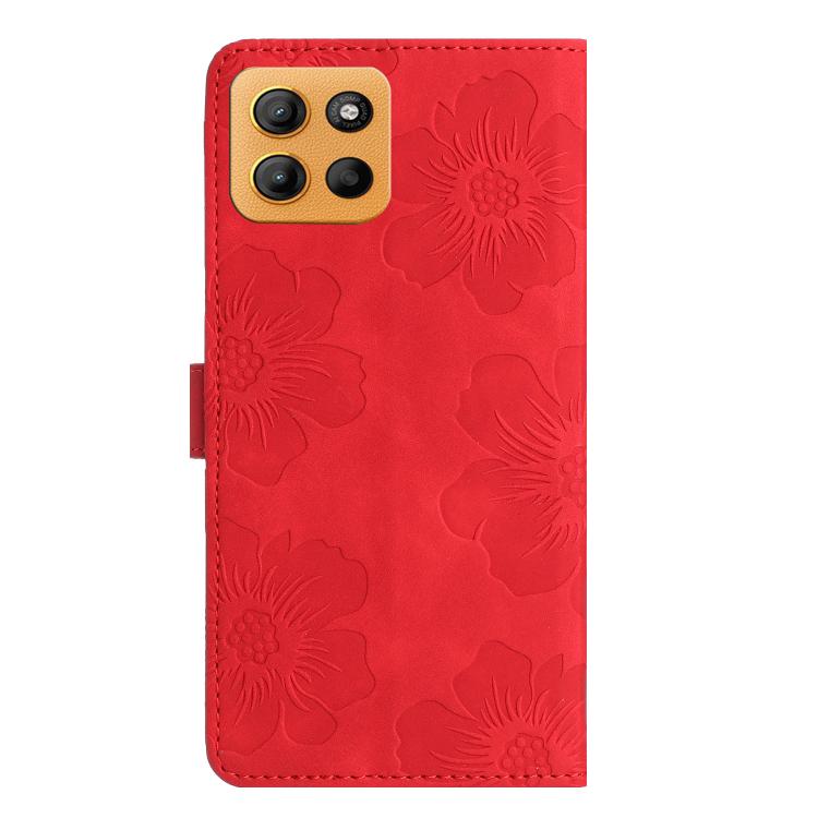 For Motorola Moto G15 Flower Embossing Pattern Leather Phone Case