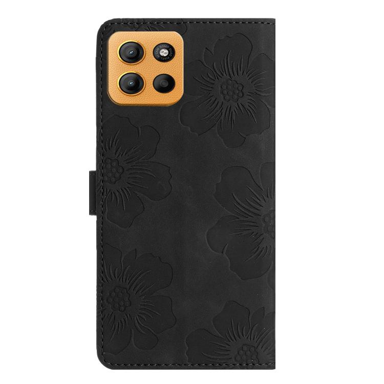 For Motorola Moto G15 Flower Embossing Pattern Leather Phone Case