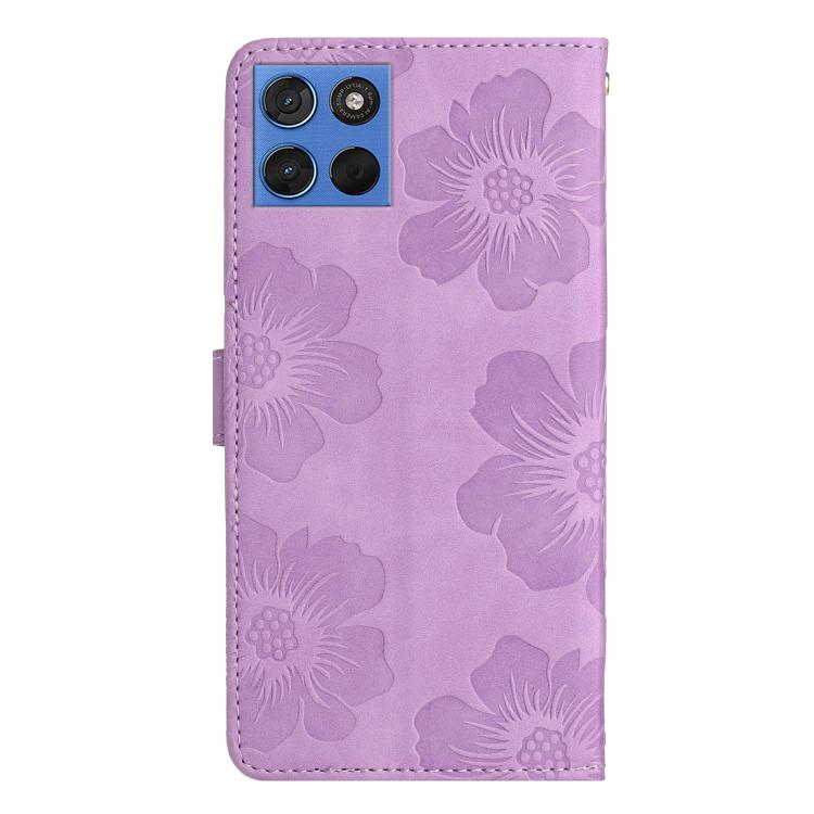 For Motorola Moto G57 5G Flower Embossing Pattern Leather Phone Case