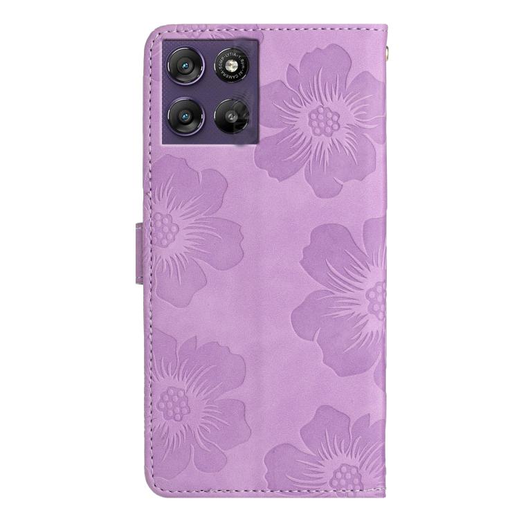For Motorola Moto G67 Power 5G Flower Embossing Pattern Leather Phone Case