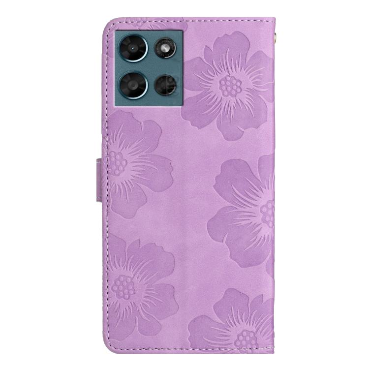 For Motorola Moto G Play 2025 Flower Embossing Pattern Leather Phone Case