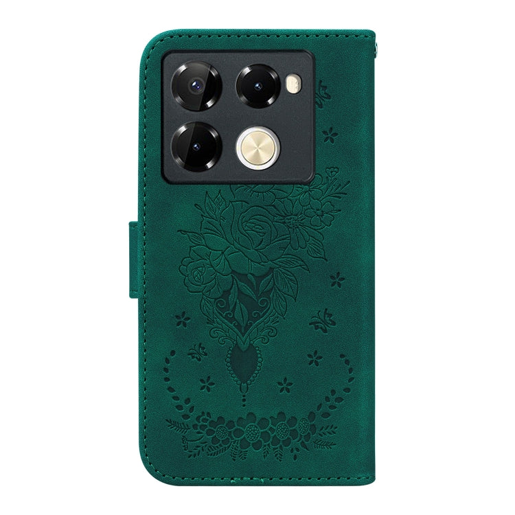 For Infinix Note 40 Pro 4G / 5G Butterfly Rose Embossed Leather Phone Case