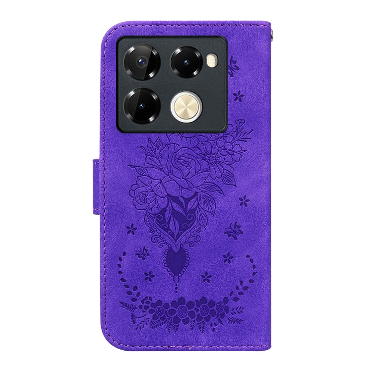 For Infinix Note 40 Pro+ Butterfly Rose Embossed Leather Phone Case
