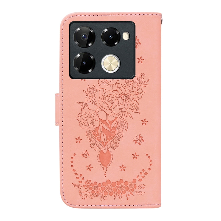 For Infinix Note 40 Pro+ Butterfly Rose Embossed Leather Phone Case