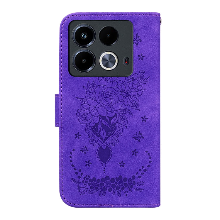 For Infinix Note 40 4G Butterfly Rose Embossed Leather Phone Case