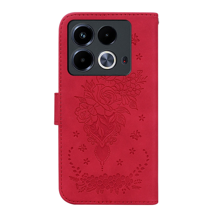 For Infinix Note 40 4G Butterfly Rose Embossed Leather Phone Case
