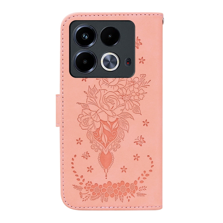 For Infinix Note 40 4G Butterfly Rose Embossed Leather Phone Case