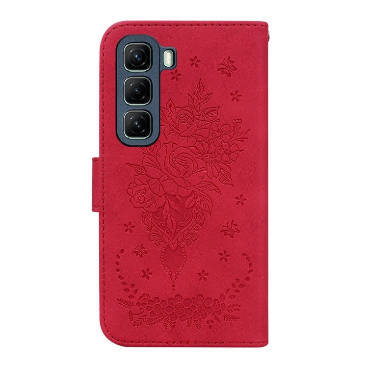 For Infinix Hot 50 5G Butterfly Rose Embossed Leather Phone Case